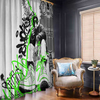 Street Style Graffiti Window Curtain with Smoking Monkey and Neon Green - Wonder Print Shop