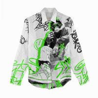 Street Style Graffiti Women Casual Shirt with Smoking Monkey and Neon Green - Wonder Print Shop