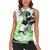 Street Style Graffiti Women Sleeveless Polo Shirt with Smoking Monkey and Neon Green - Wonder Print Shop