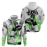 Street Style Graffiti Zip Hoodie with Smoking Monkey and Neon Green - Wonder Print Shop