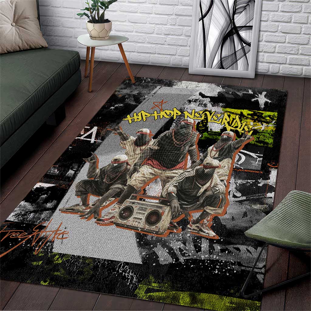 Boombox Breakdancer Area Rug with Grafiti Art and Grunge Street Hip Hop Style - Wonder Print Shop