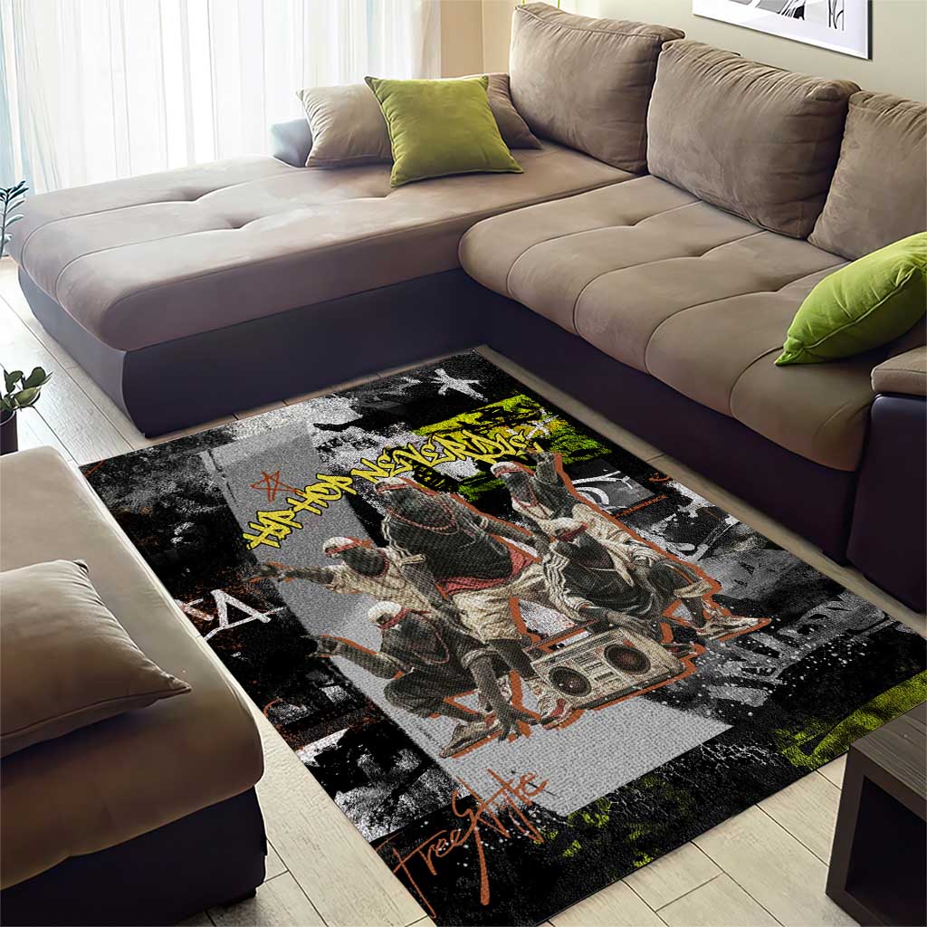 Boombox Breakdancer Area Rug with Grafiti Art and Grunge Street Hip Hop Style - Wonder Print Shop