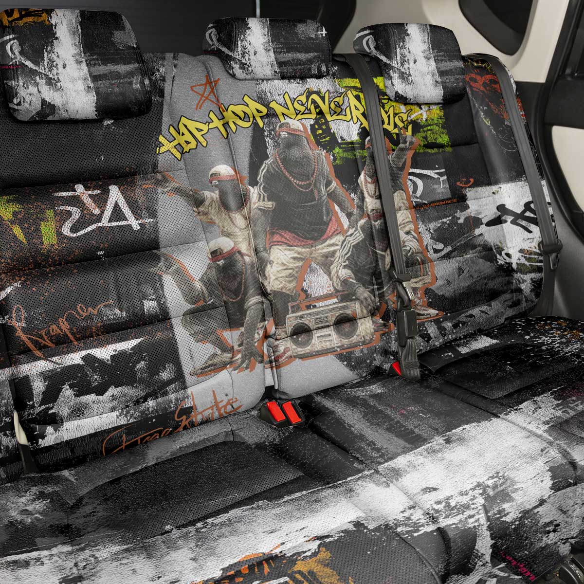 Boombox Breakdancer Back Car Seat Cover with Grafiti Art and Grunge Street Hip Hop Style - Wonder Print Shop