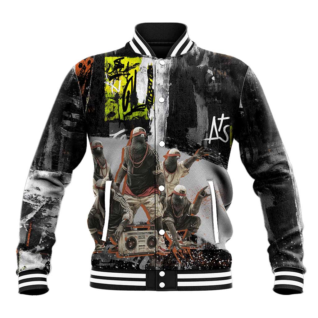 Boombox Breakdancer Baseball Jacket with Grafiti Art and Grunge Street Hip Hop Style - Wonder Print Shop