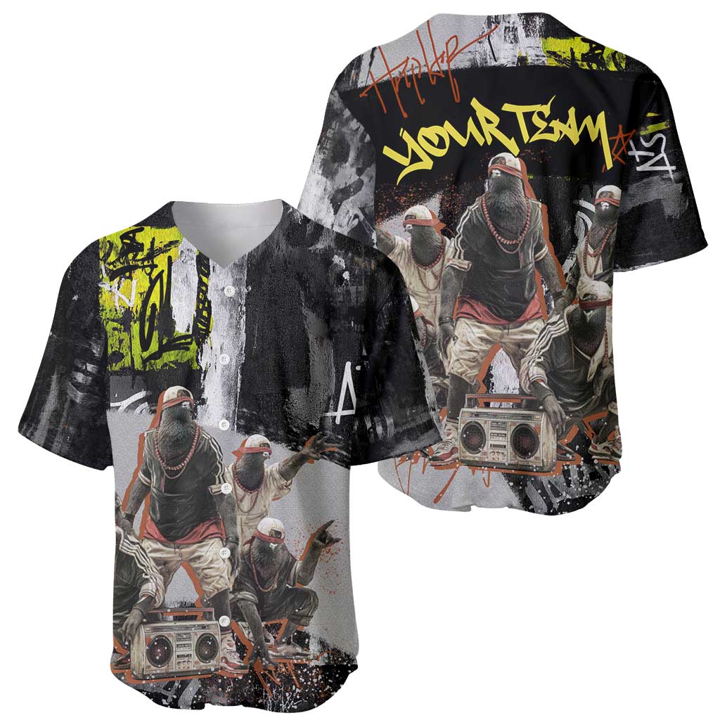 Boombox Breakdancer Baseball Jersey with Grafiti Art and Grunge Street Hip Hop Style - Wonder Print Shop