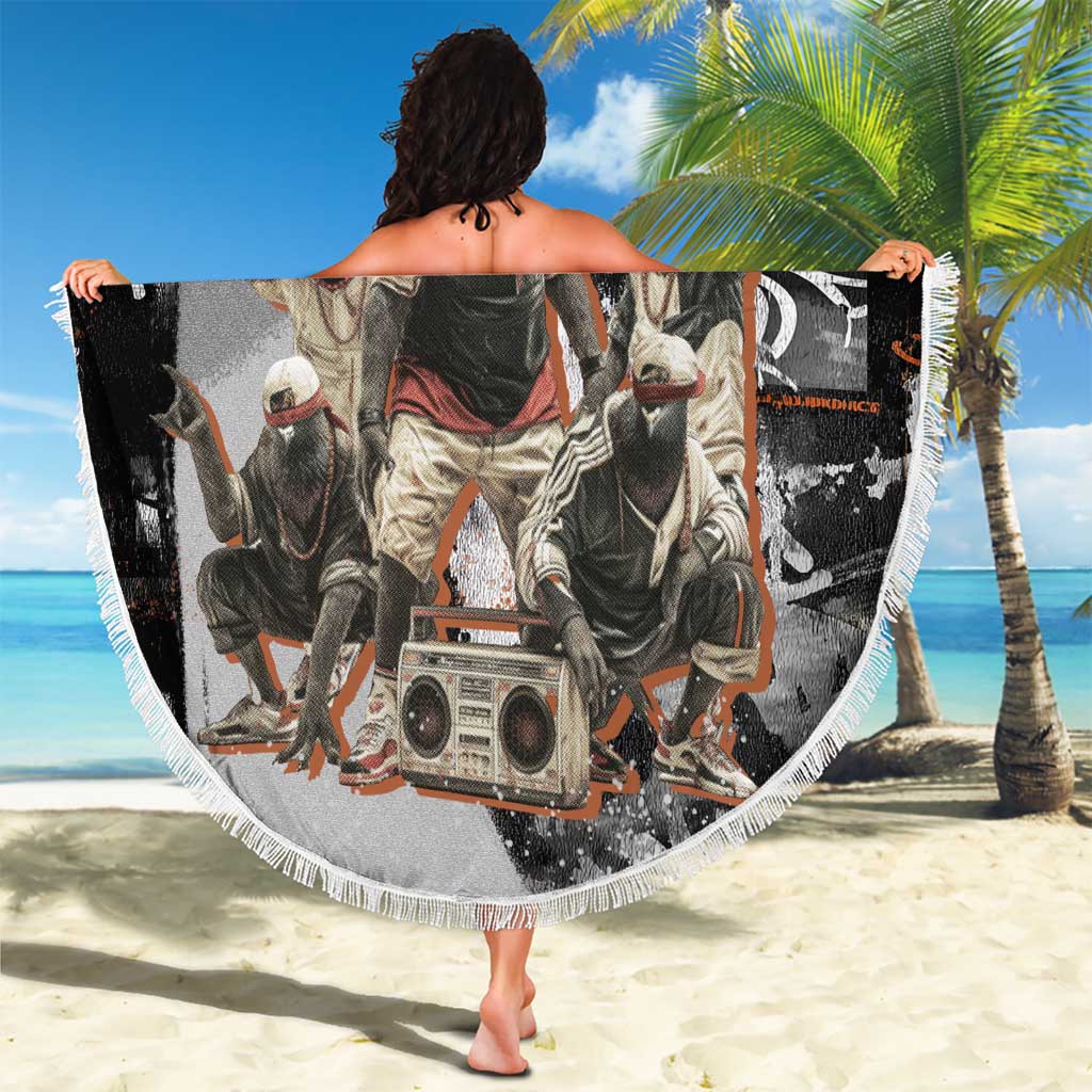 Boombox Breakdancer Beach Blanket with Grafiti Art and Grunge Street Hip Hop Style - Wonder Print Shop