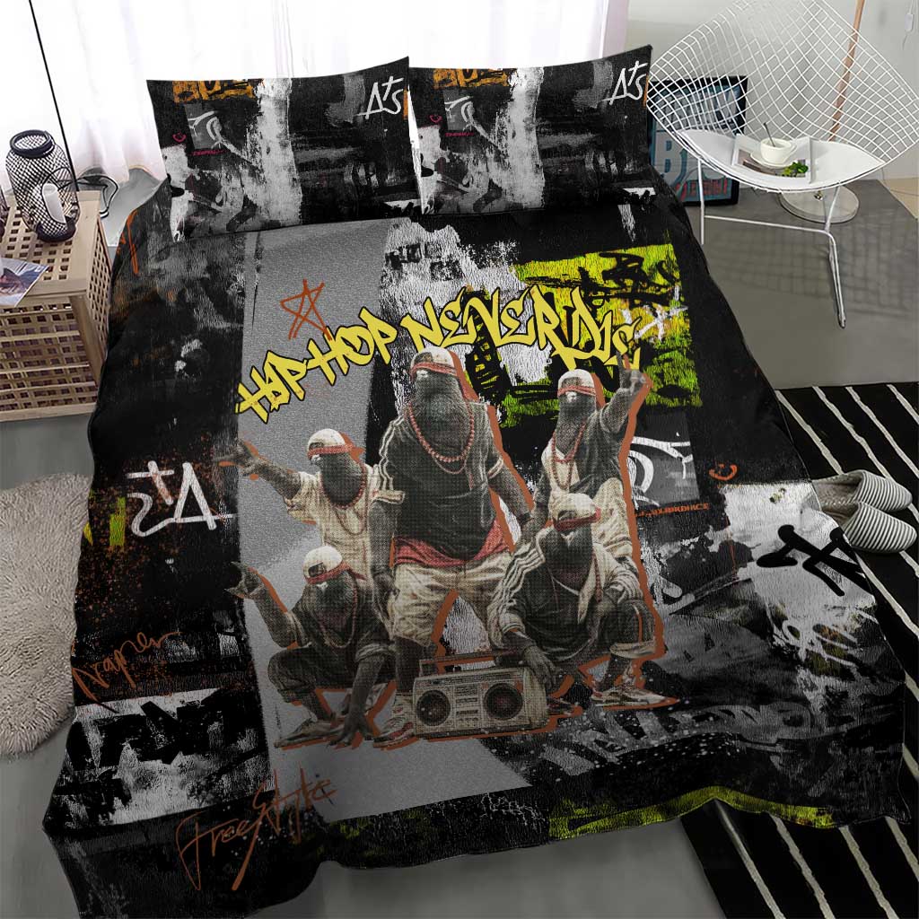 Boombox Breakdancer Bedding Set with Grafiti Art and Grunge Street Hip Hop Style - Wonder Print Shop