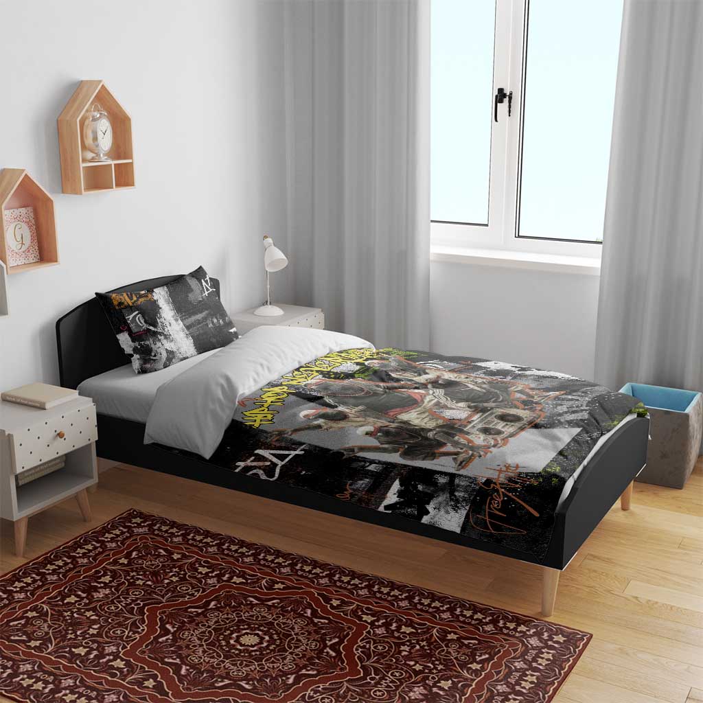 Boombox Breakdancer Bedding Set with Grafiti Art and Grunge Street Hip Hop Style - Wonder Print Shop
