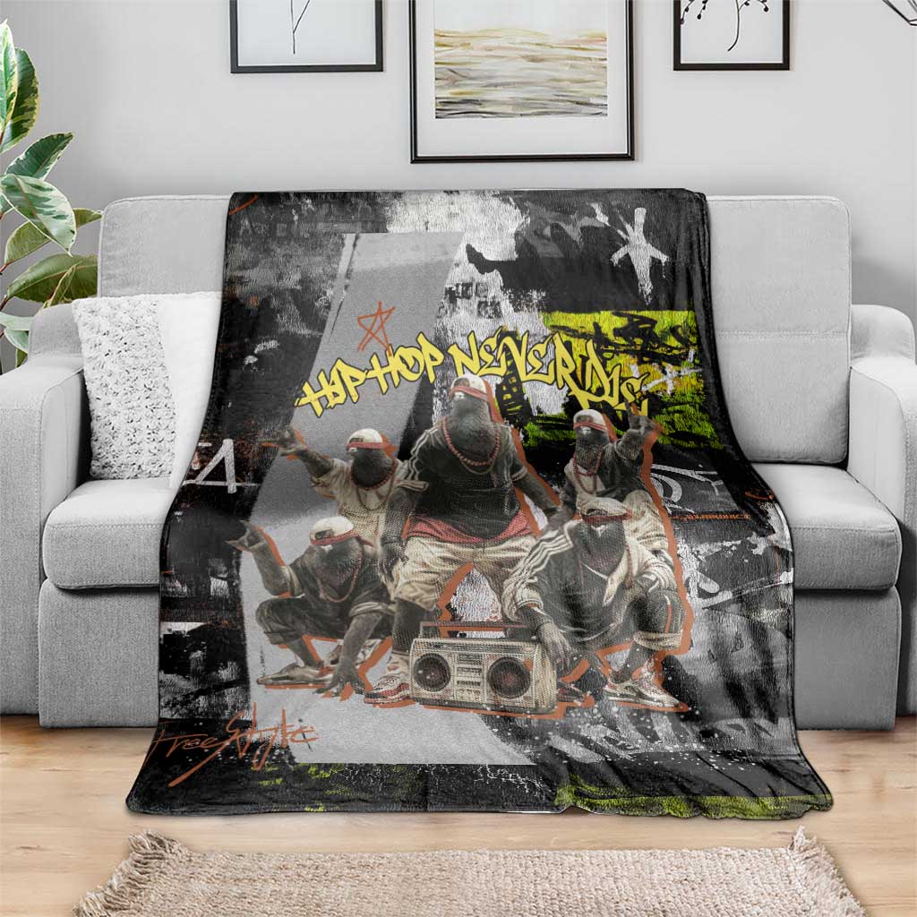 Boombox Breakdancer Blanket with Grafiti Art and Grunge Street Hip Hop Style - Wonder Print Shop