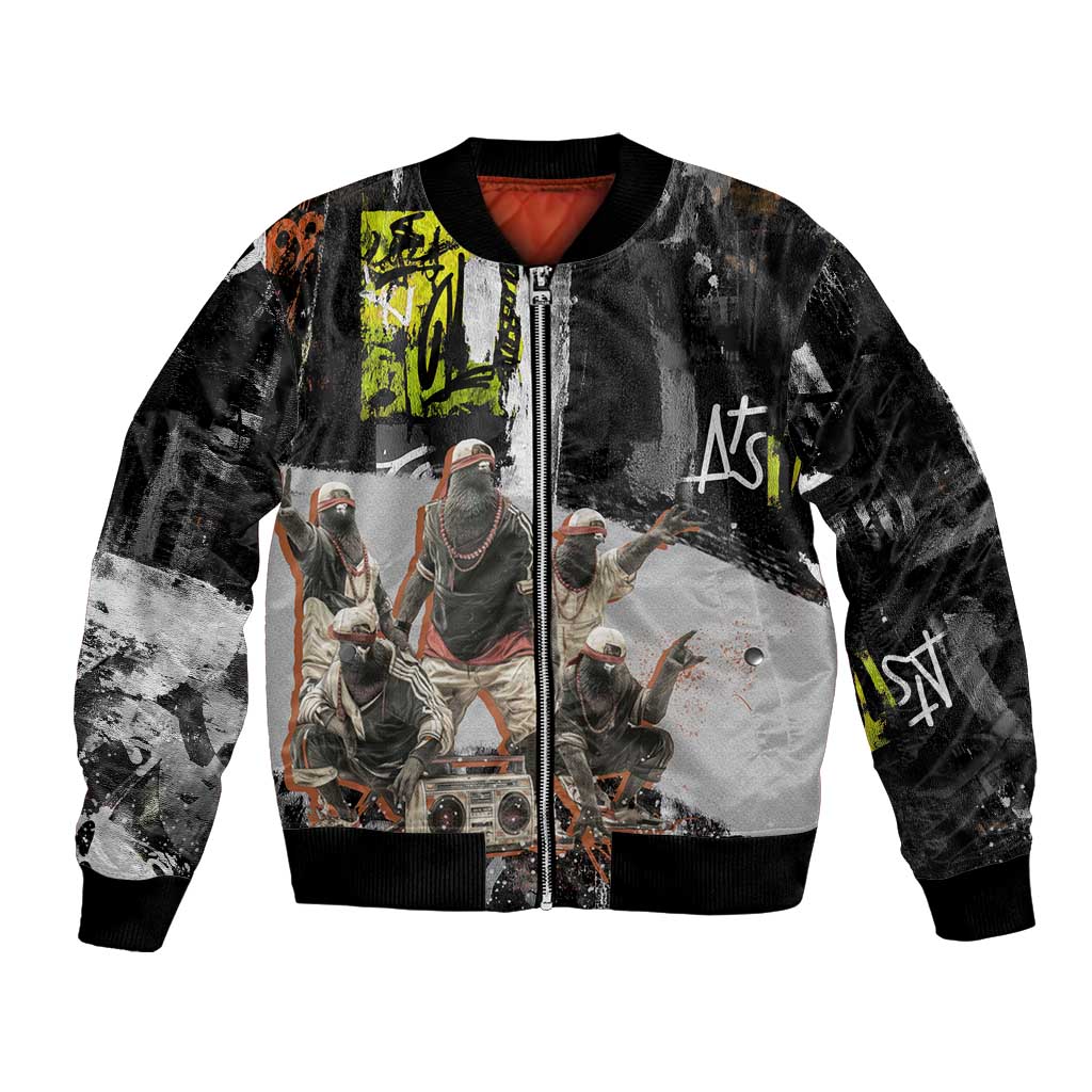 Boombox Breakdancer Bomber Jacket with Grafiti Art and Grunge Street Hip Hop Style - Wonder Print Shop