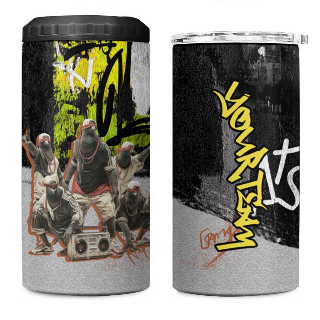 Boombox Breakdancer 4 in 1 Can Cooler Tumbler with Grafiti Art and Grunge Street Hip Hop Style - Wonder Print Shop