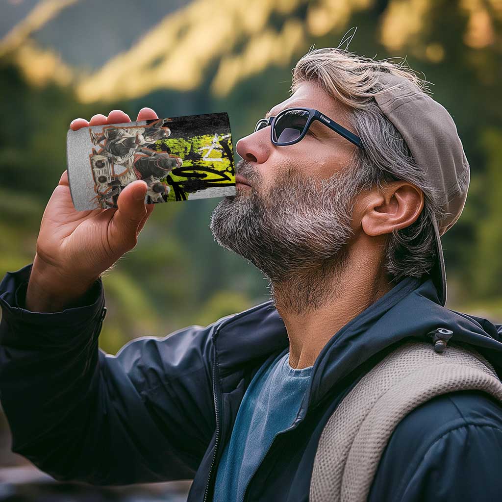 Boombox Breakdancer 4 in 1 Can Cooler Tumbler with Grafiti Art and Grunge Street Hip Hop Style - Wonder Print Shop