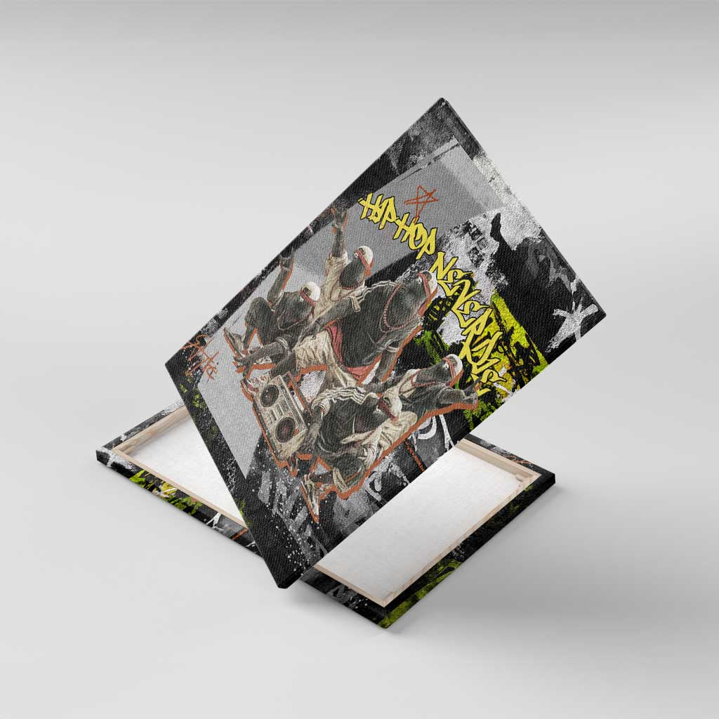 Boombox Breakdancer Canvas Wall Art with Grafiti Art and Grunge Street Hip Hop Style - Wonder Print Shop