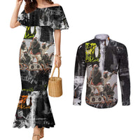 Boombox Breakdancer Couples Matching Mermaid Dress and Long Sleeve Button Shirt with Grafiti Art and Grunge Street Hip Hop Style - Wonder Print Shop