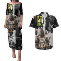 Boombox Breakdancer Couples Matching Puletasi and Hawaiian Shirt with Grafiti Art and Grunge Street Hip Hop Style - Wonder Print Shop