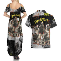 Boombox Breakdancer Couples Matching Summer Maxi Dress and Hawaiian Shirt with Grafiti Art and Grunge Street Hip Hop Style - Wonder Print Shop