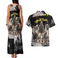 Boombox Breakdancer Couples Matching Tank Maxi Dress and Hawaiian Shirt with Grafiti Art and Grunge Street Hip Hop Style - Wonder Print Shop