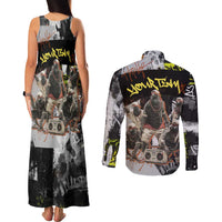 Boombox Breakdancer Couples Matching Tank Maxi Dress and Long Sleeve Button Shirt with Grafiti Art and Grunge Street Hip Hop Style - Wonder Print Shop