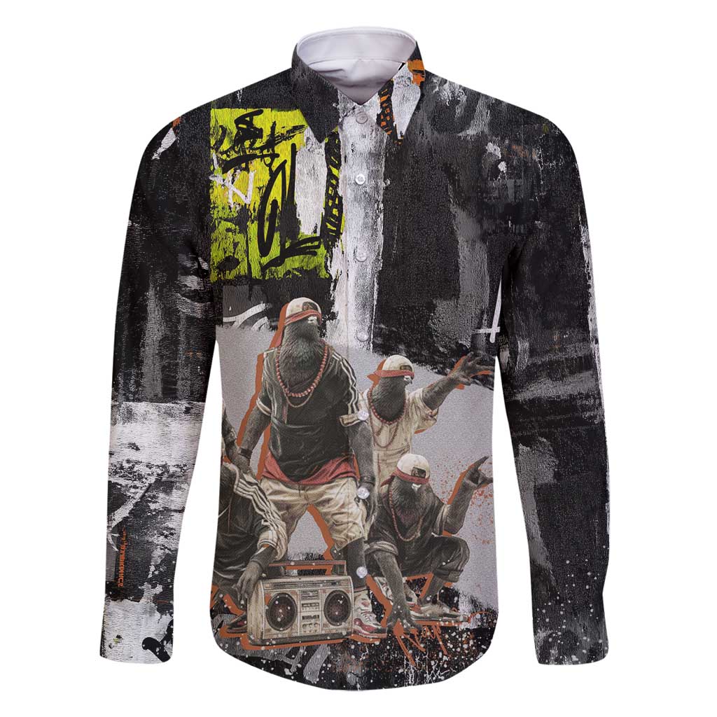Boombox Breakdancer Family Matching Long Sleeve Bodycon Dress and Hawaiian Shirt with Grafiti Art and Grunge Street Hip Hop Style - Wonder Print Shop