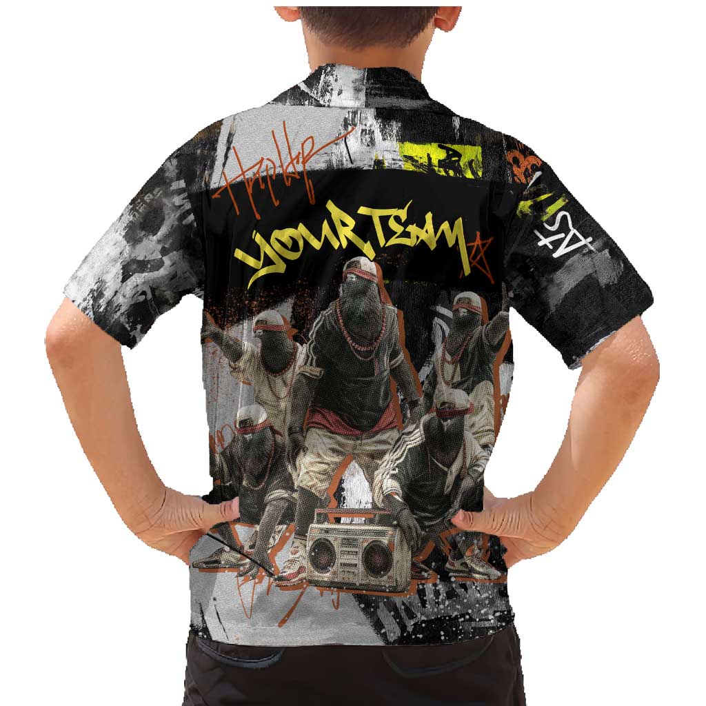 Boombox Breakdancer Family Matching Mermaid Dress and Hawaiian Shirt with Grafiti Art and Grunge Street Hip Hop Style - Wonder Print Shop