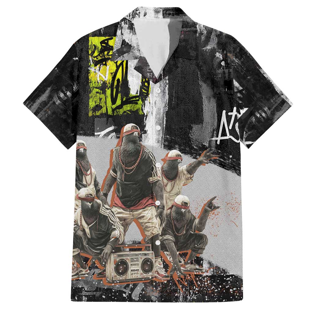 Boombox Breakdancer Family Matching Off Shoulder Maxi Dress and Hawaiian Shirt with Grafiti Art and Grunge Street Hip Hop Style - Wonder Print Shop