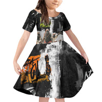 Boombox Breakdancer Family Matching Off Shoulder Short Dress and Hawaiian Shirt with Grafiti Art and Grunge Street Hip Hop Style - Wonder Print Shop