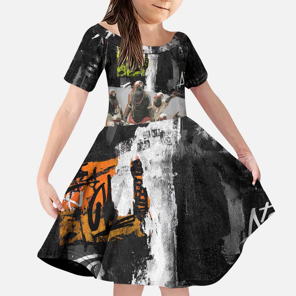 Boombox Breakdancer Family Matching Puletasi and Hawaiian Shirt with Grafiti Art and Grunge Street Hip Hop Style - Wonder Print Shop
