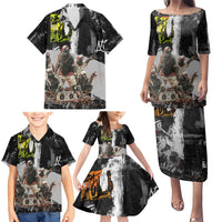 Boombox Breakdancer Family Matching Puletasi and Hawaiian Shirt with Grafiti Art and Grunge Street Hip Hop Style - Wonder Print Shop