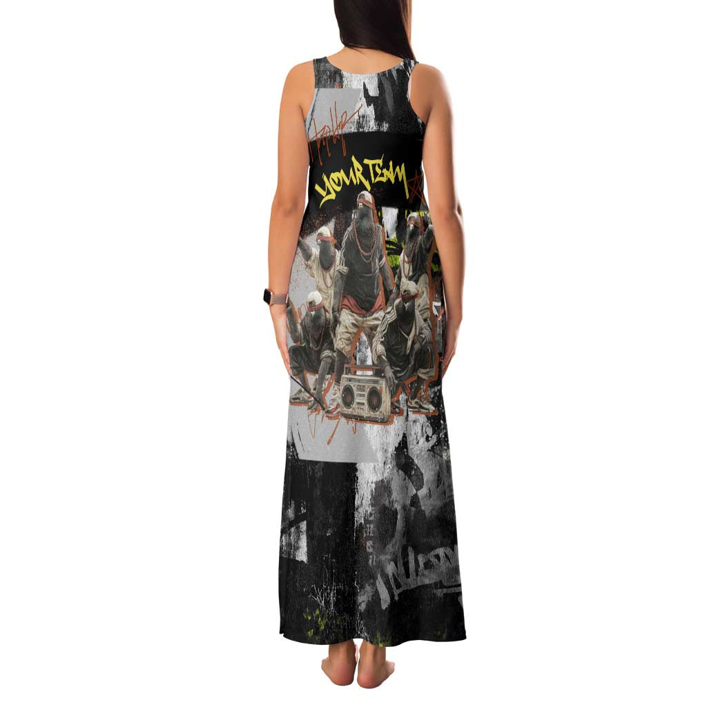 Boombox Breakdancer Family Matching Tank Maxi Dress and Hawaiian Shirt with Grafiti Art and Grunge Street Hip Hop Style - Wonder Print Shop