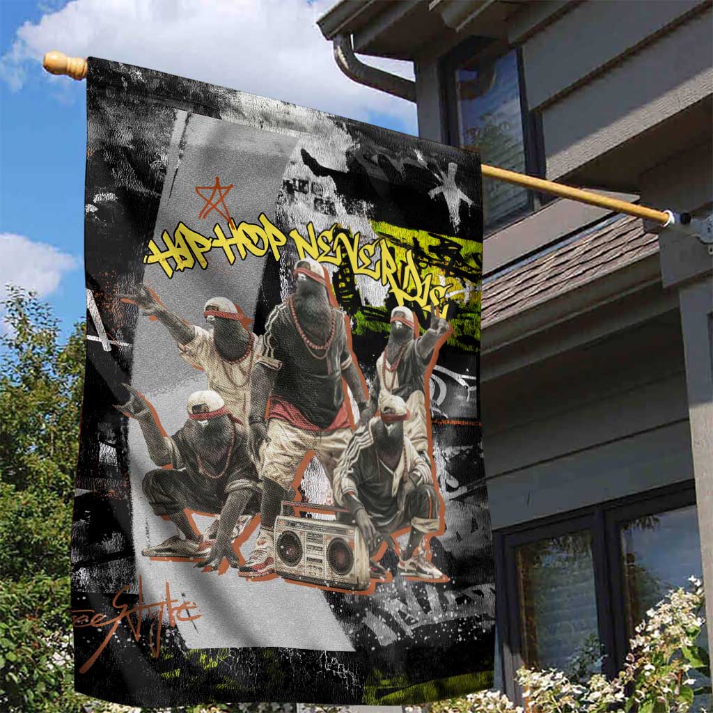 Boombox Breakdancer Garden Flag with Grafiti Art and Grunge Street Hip Hop Style - Wonder Print Shop