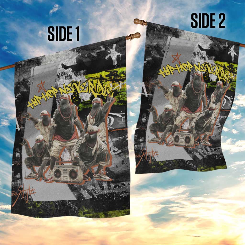 Boombox Breakdancer Garden Flag with Grafiti Art and Grunge Street Hip Hop Style - Wonder Print Shop