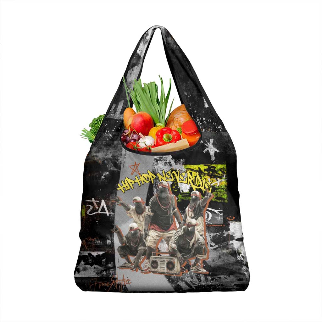 Boombox Breakdancer Grocery Bag with Grafiti Art and Grunge Street Hip Hop Style - Wonder Print Shop
