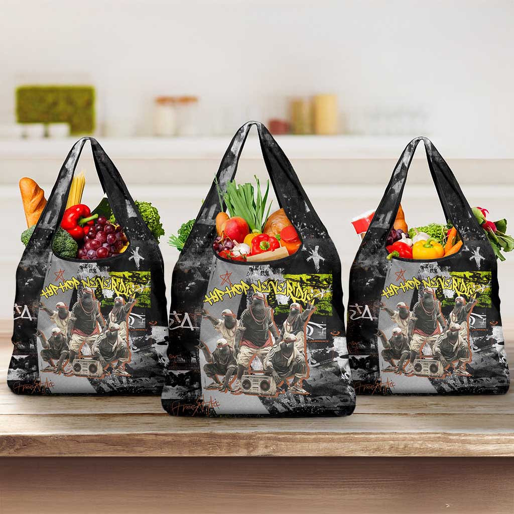 Boombox Breakdancer Grocery Bag with Grafiti Art and Grunge Street Hip Hop Style - Wonder Print Shop