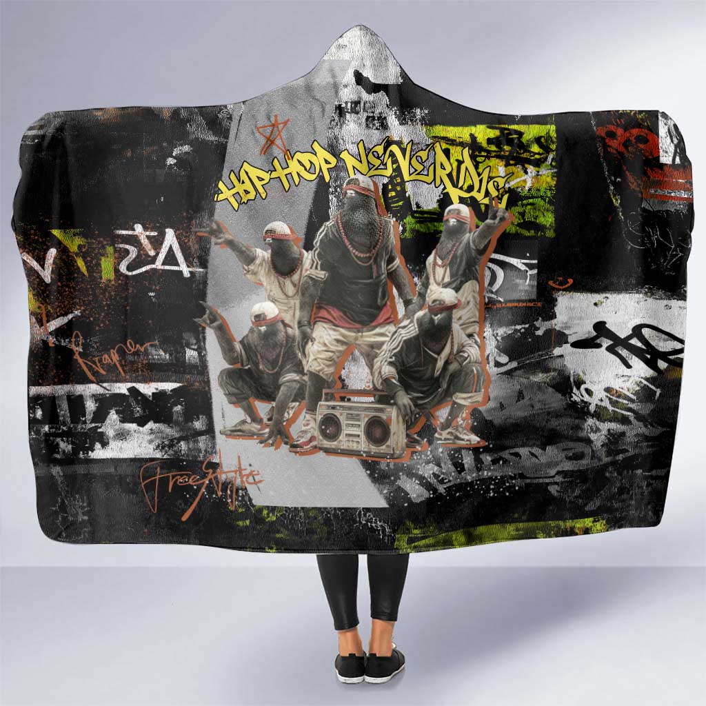 Boombox Breakdancer Hooded Blanket with Grafiti Art and Grunge Street Hip Hop Style - Wonder Print Shop