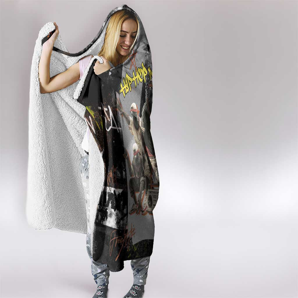 Boombox Breakdancer Hooded Blanket with Grafiti Art and Grunge Street Hip Hop Style - Wonder Print Shop