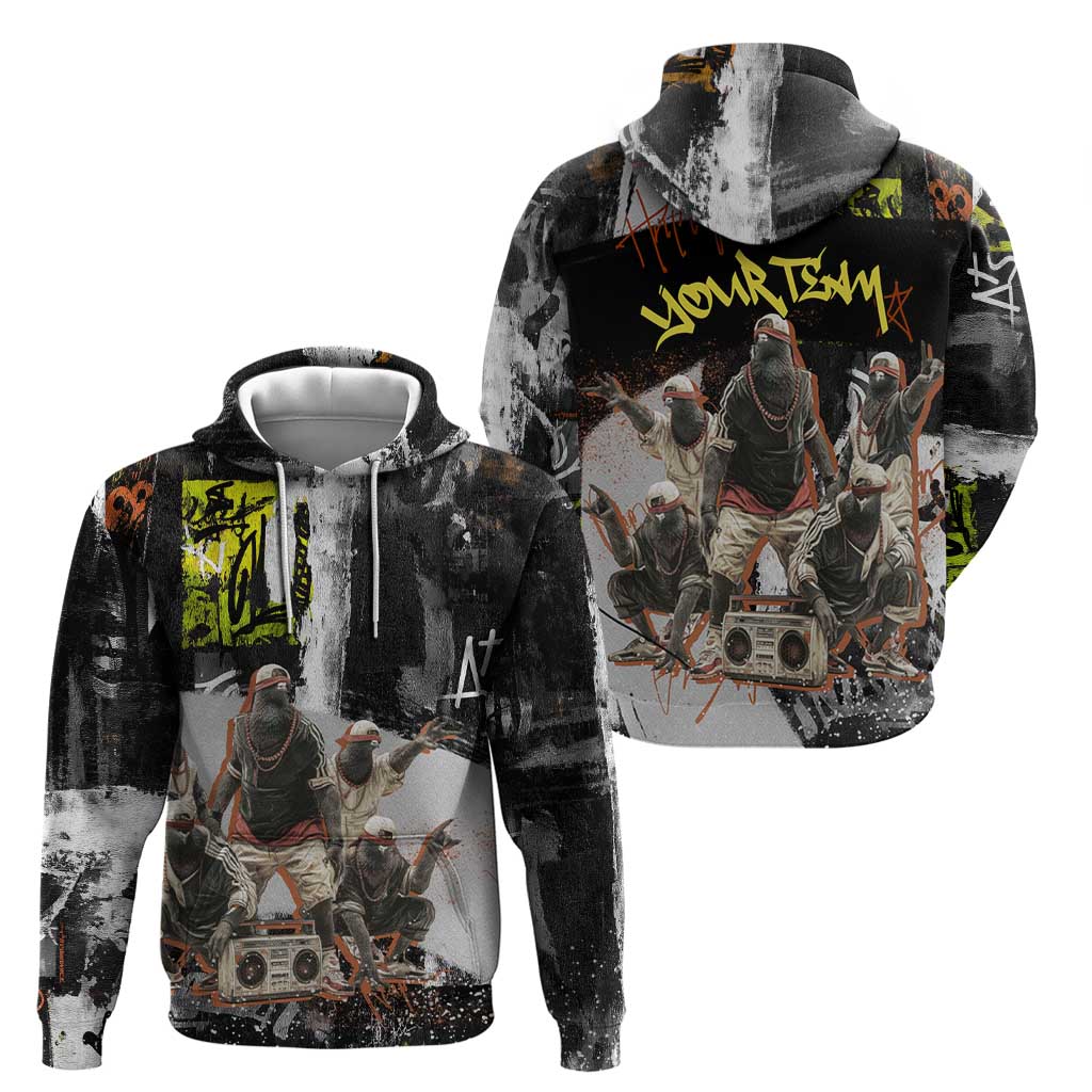 Boombox Breakdancer Hoodie with Grafiti Art and Grunge Street Hip Hop Style - Wonder Print Shop