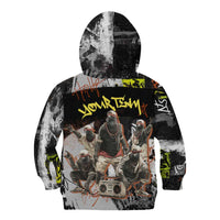 Boombox Breakdancer Kid Hoodie with Grafiti Art and Grunge Street Hip Hop Style - Wonder Print Shop