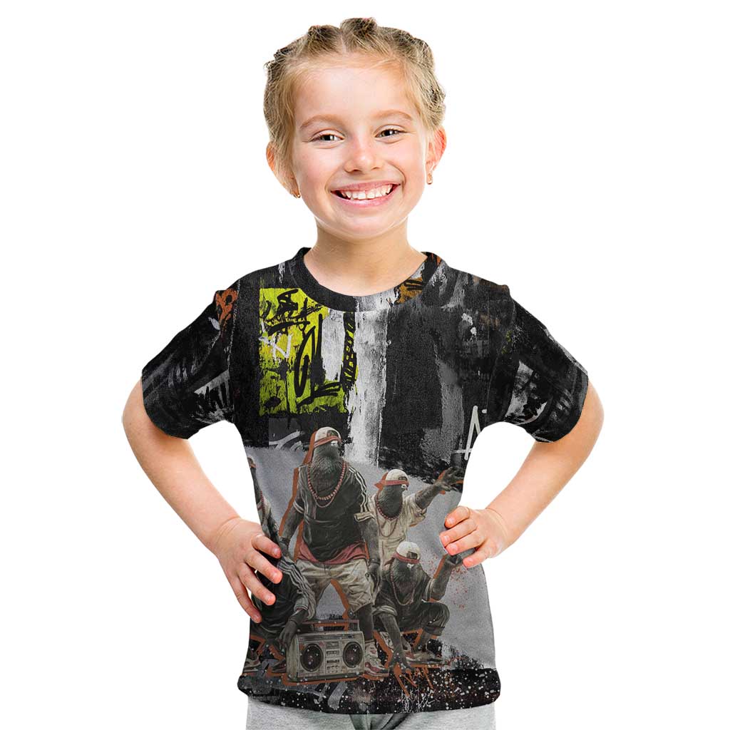 Boombox Breakdancer Kid T Shirt with Grafiti Art and Grunge Street Hip Hop Style - Wonder Print Shop