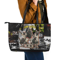 Boombox Breakdancer Leather Tote Bag with Grafiti Art and Grunge Street Hip Hop Style - Wonder Print Shop