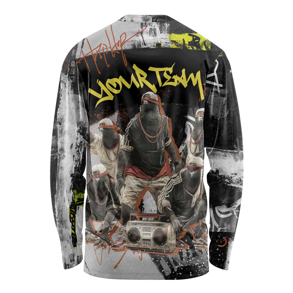 Boombox Breakdancer Long Sleeve Shirt with Grafiti Art and Grunge Street Hip Hop Style - Wonder Print Shop