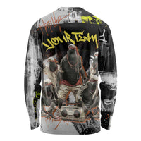 Boombox Breakdancer Long Sleeve Shirt with Grafiti Art and Grunge Street Hip Hop Style - Wonder Print Shop