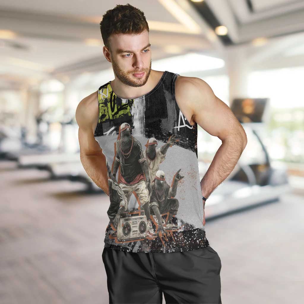 Boombox Breakdancer Men Tank Top with Grafiti Art and Grunge Street Hip Hop Style - Wonder Print Shop