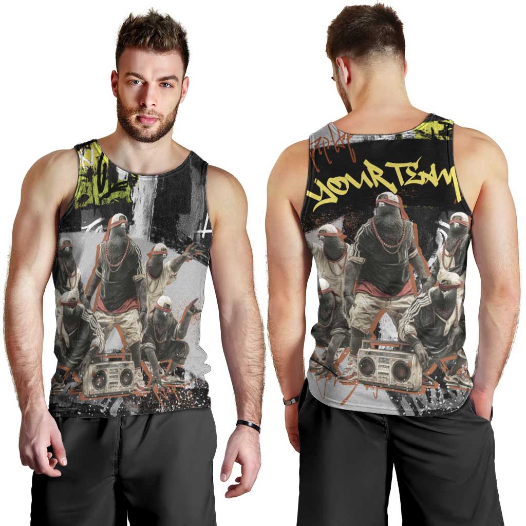 Boombox Breakdancer Men Tank Top with Grafiti Art and Grunge Street Hip Hop Style - Wonder Print Shop