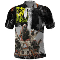 Boombox Breakdancer Polo Shirt with Grafiti Art and Grunge Street Hip Hop Style - Wonder Print Shop