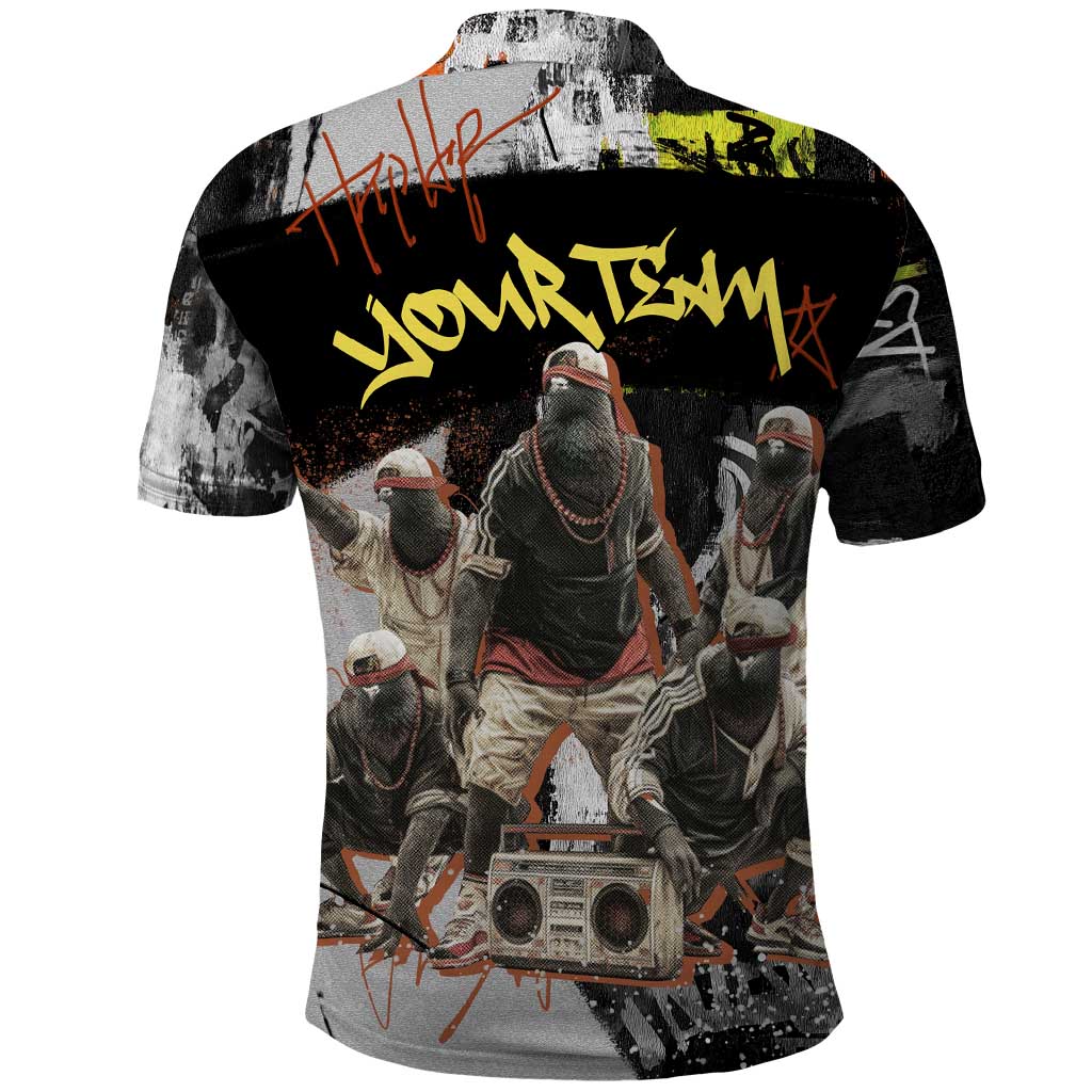 Boombox Breakdancer Polo Shirt with Grafiti Art and Grunge Street Hip Hop Style - Wonder Print Shop