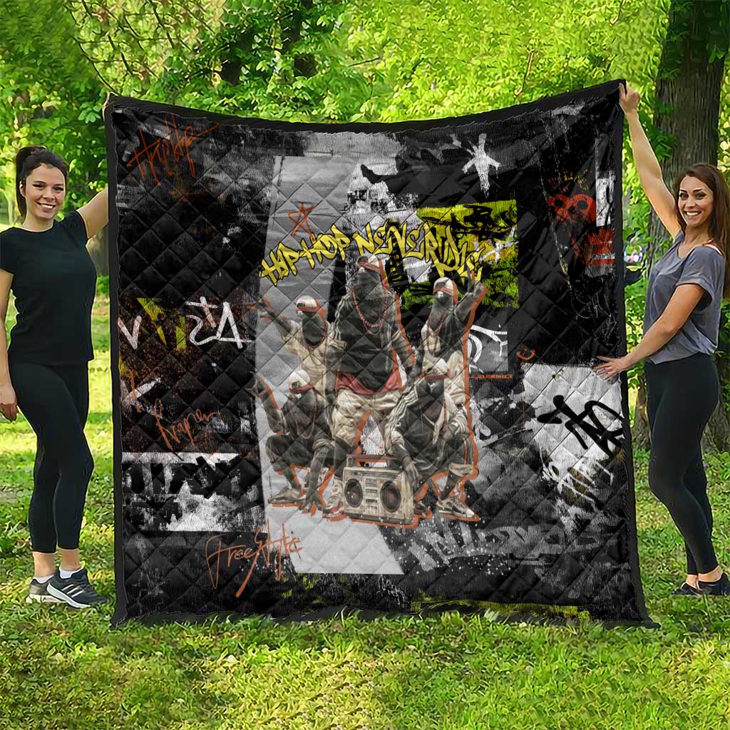 Boombox Breakdancer Quilt with Grafiti Art and Grunge Street Hip Hop Style - Wonder Print Shop