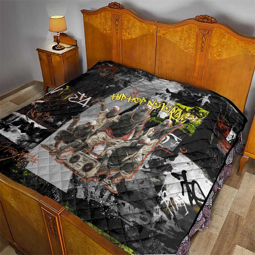 Boombox Breakdancer Quilt with Grafiti Art and Grunge Street Hip Hop Style - Wonder Print Shop