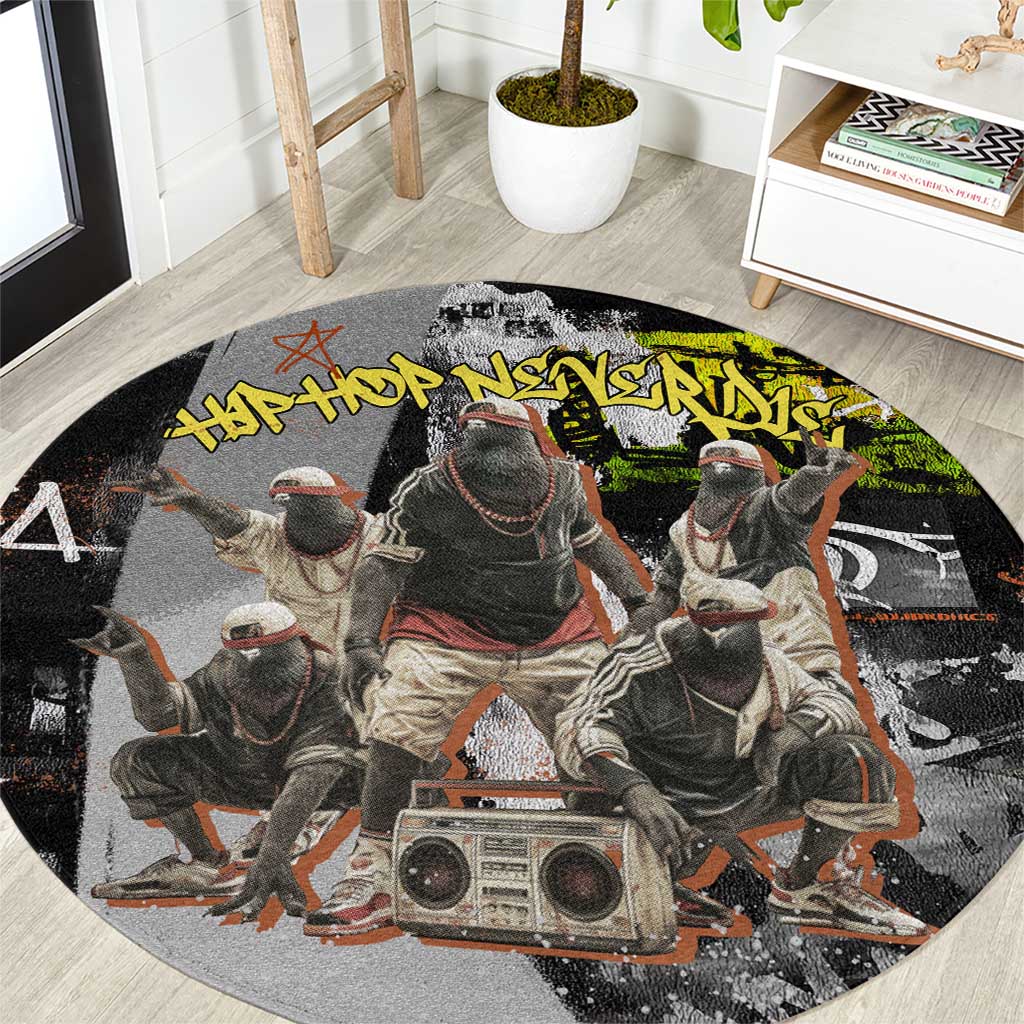 Boombox Breakdancer Round Carpet with Grafiti Art and Grunge Street Hip Hop Style - Wonder Print Shop