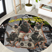 Boombox Breakdancer Round Carpet with Grafiti Art and Grunge Street Hip Hop Style - Wonder Print Shop