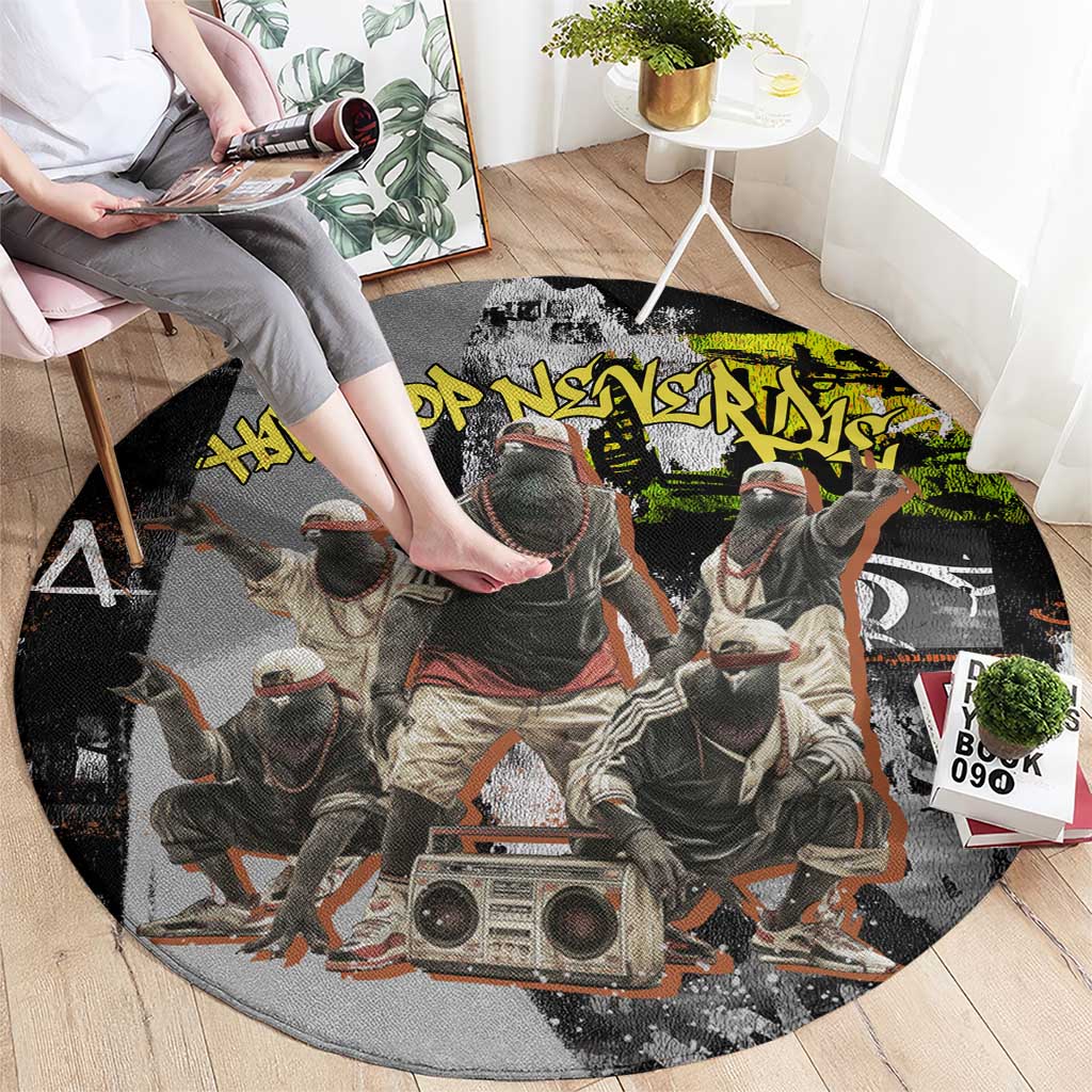 Boombox Breakdancer Round Carpet with Grafiti Art and Grunge Street Hip Hop Style - Wonder Print Shop